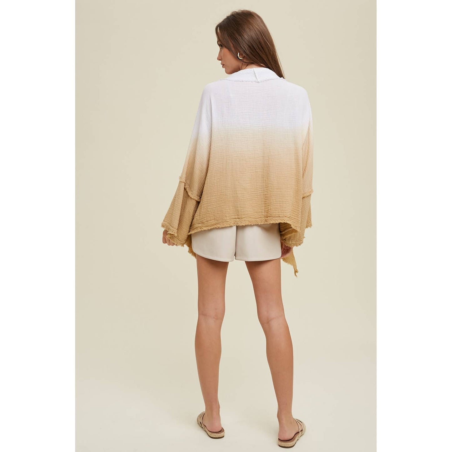 OMBRE COTTON GAUZE SELF TIE CARDIGAN / WL23-8301