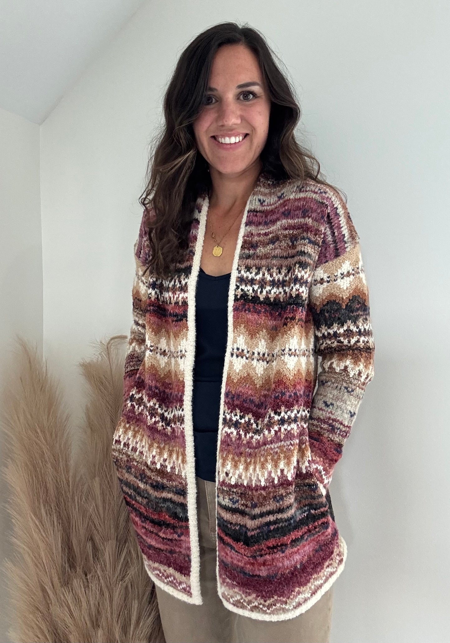 Long Cardigan Patch Pockets