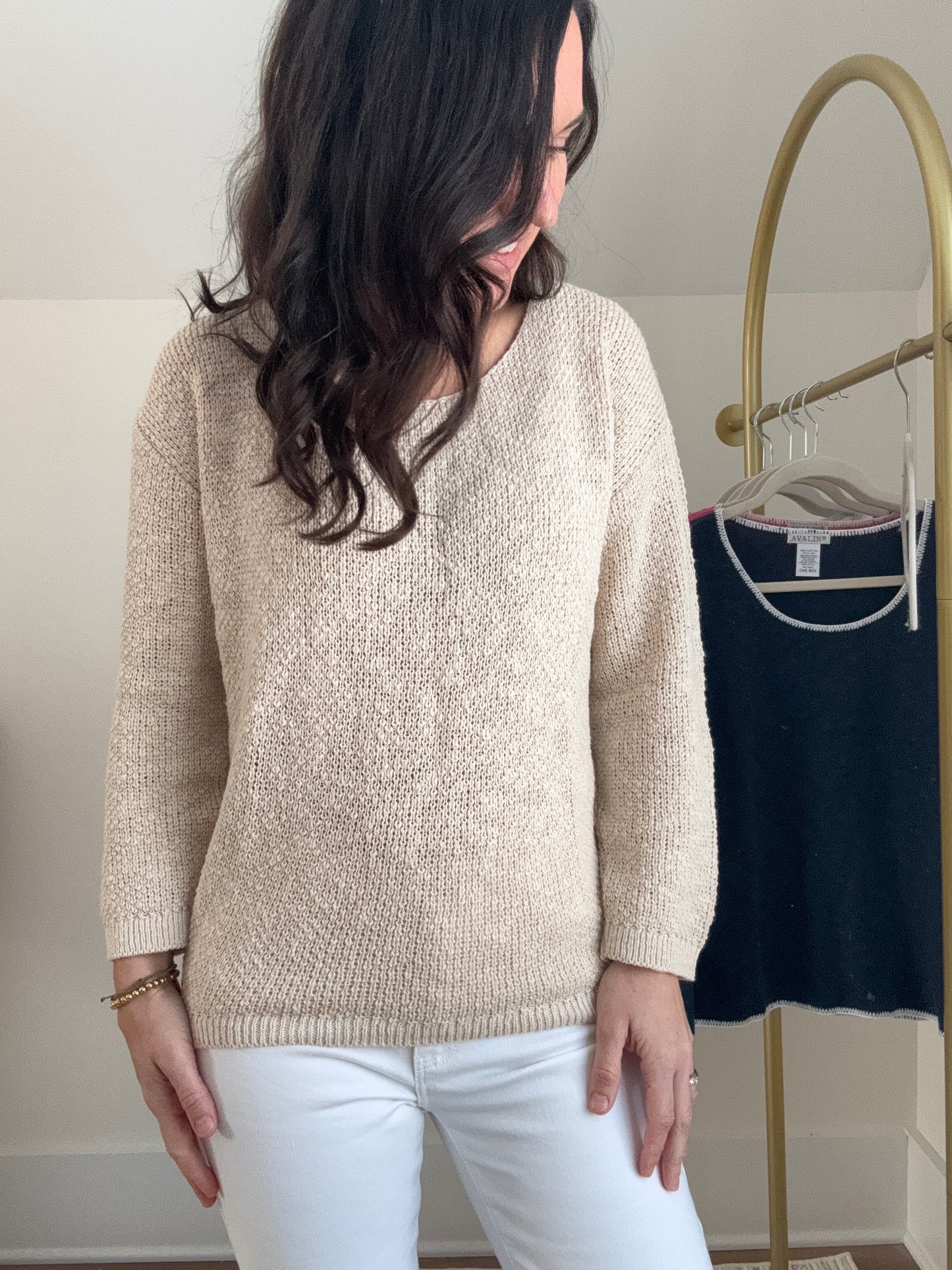 U Neck Jersey Rib Stitch-NAT