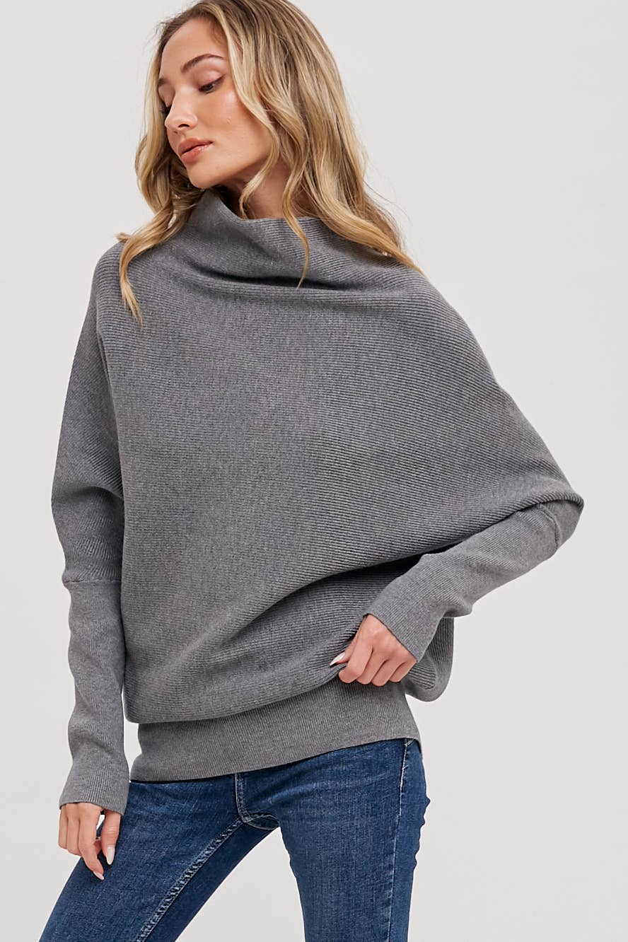 SLOUCH NECK DOLMAN SLEEVED PULLOVER