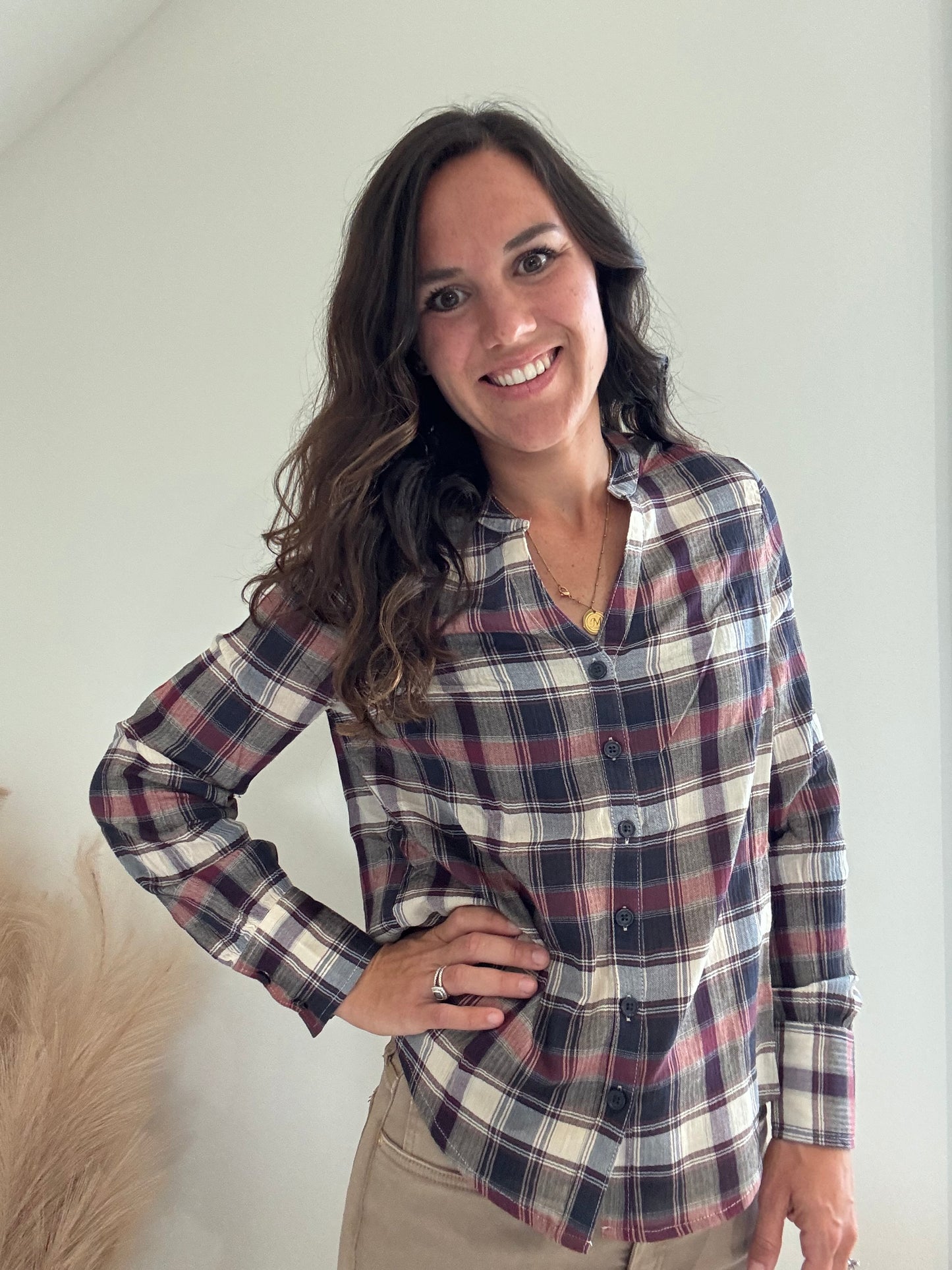 Bubble Plaid Button Up Shirt