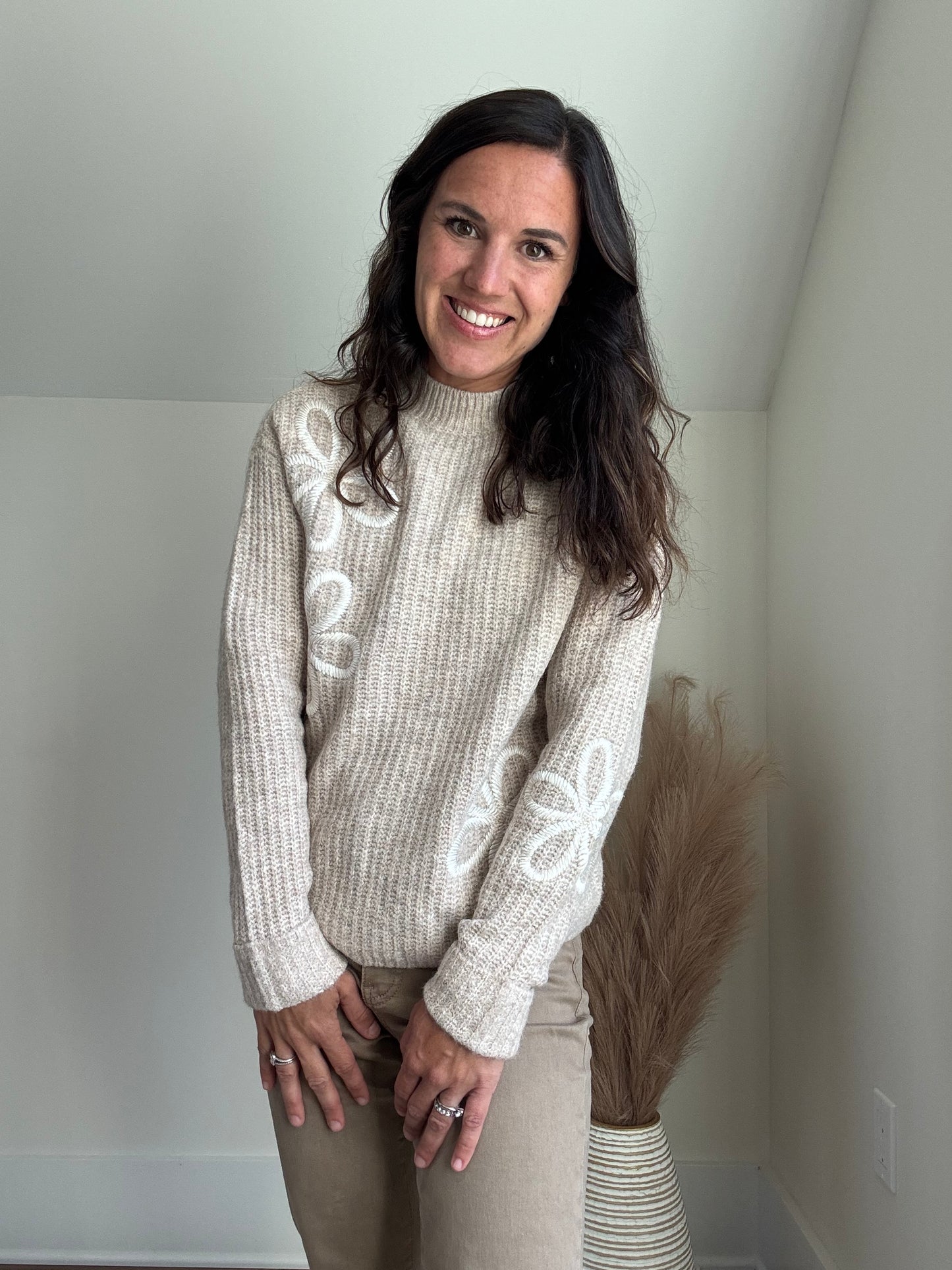 Embroidered Flower Sweater