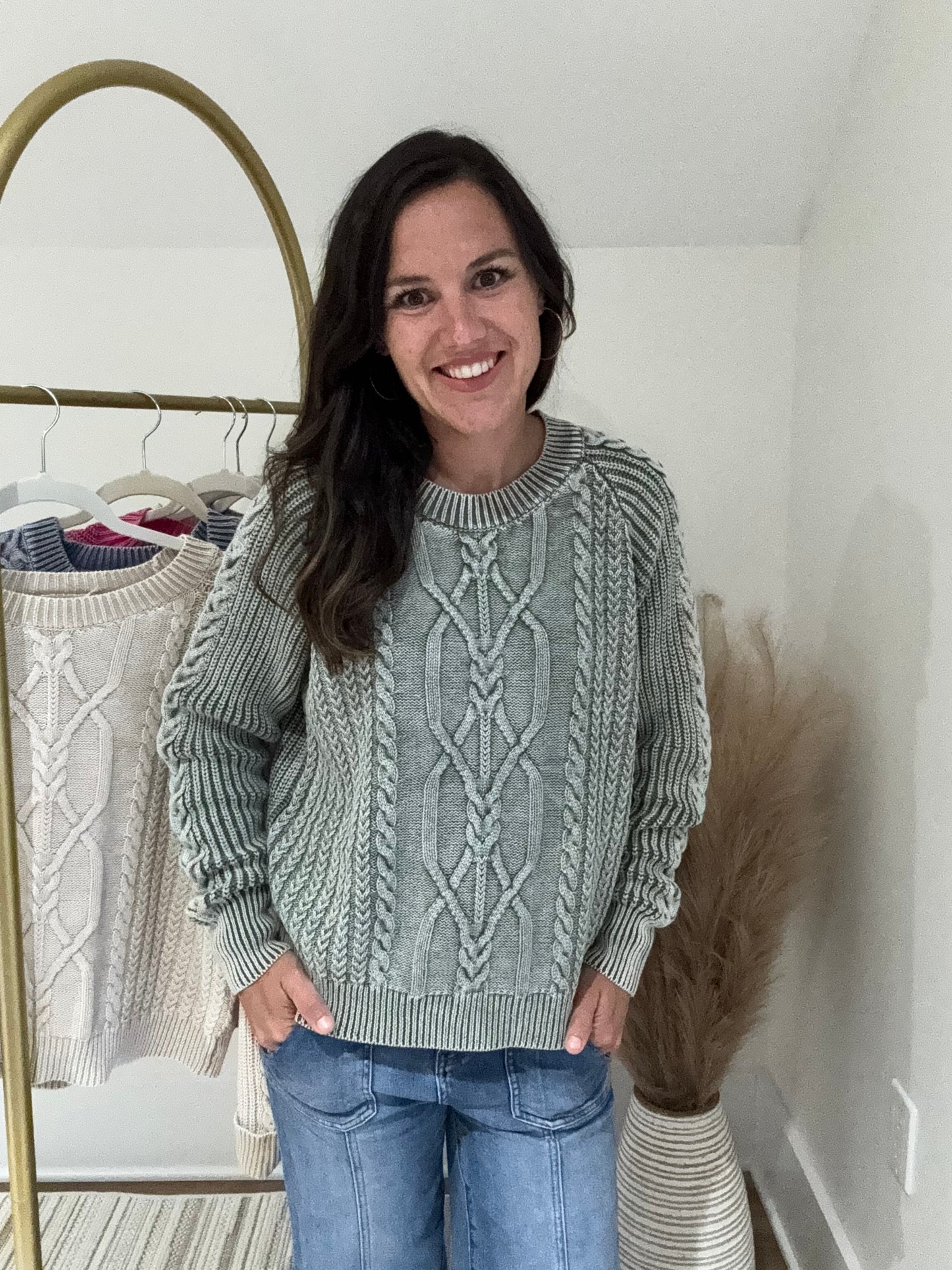 Washed Cable Sweater