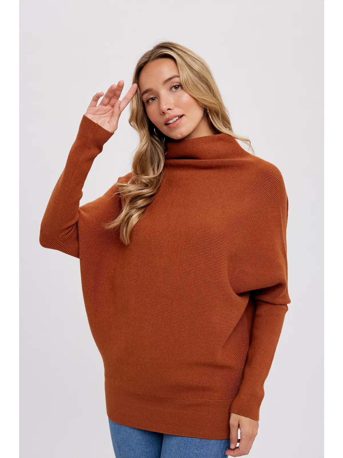 SLOUCH NECK DOLMAN SLEEVED PULLOVER