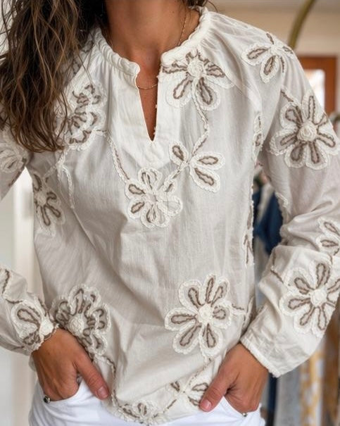 Cotton Raglan Long Sleeve Blouse