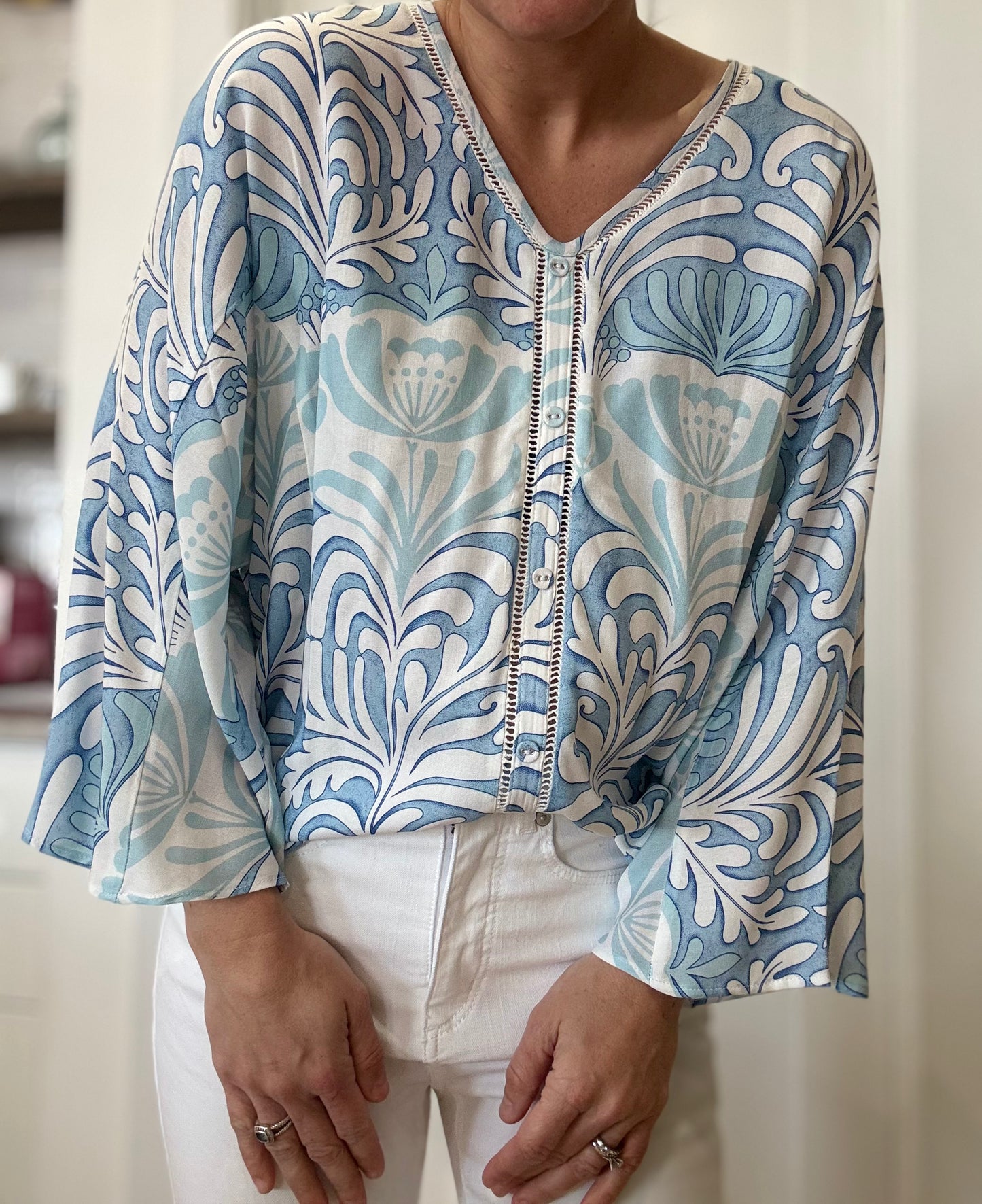 Printed Dolman Sleeve 3/4 Sleeve