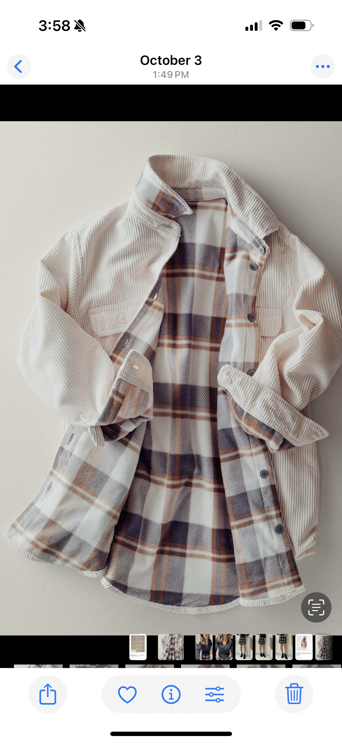 Plaid Lined Corduroy Flannel Shacket-Cream