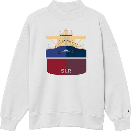 White Embroidered Ship Sweatshirt