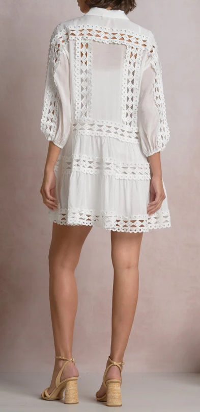 3/4 Sleeve White Dress