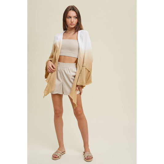 OMBRE COTTON GAUZE SELF TIE CARDIGAN / WL23-8301