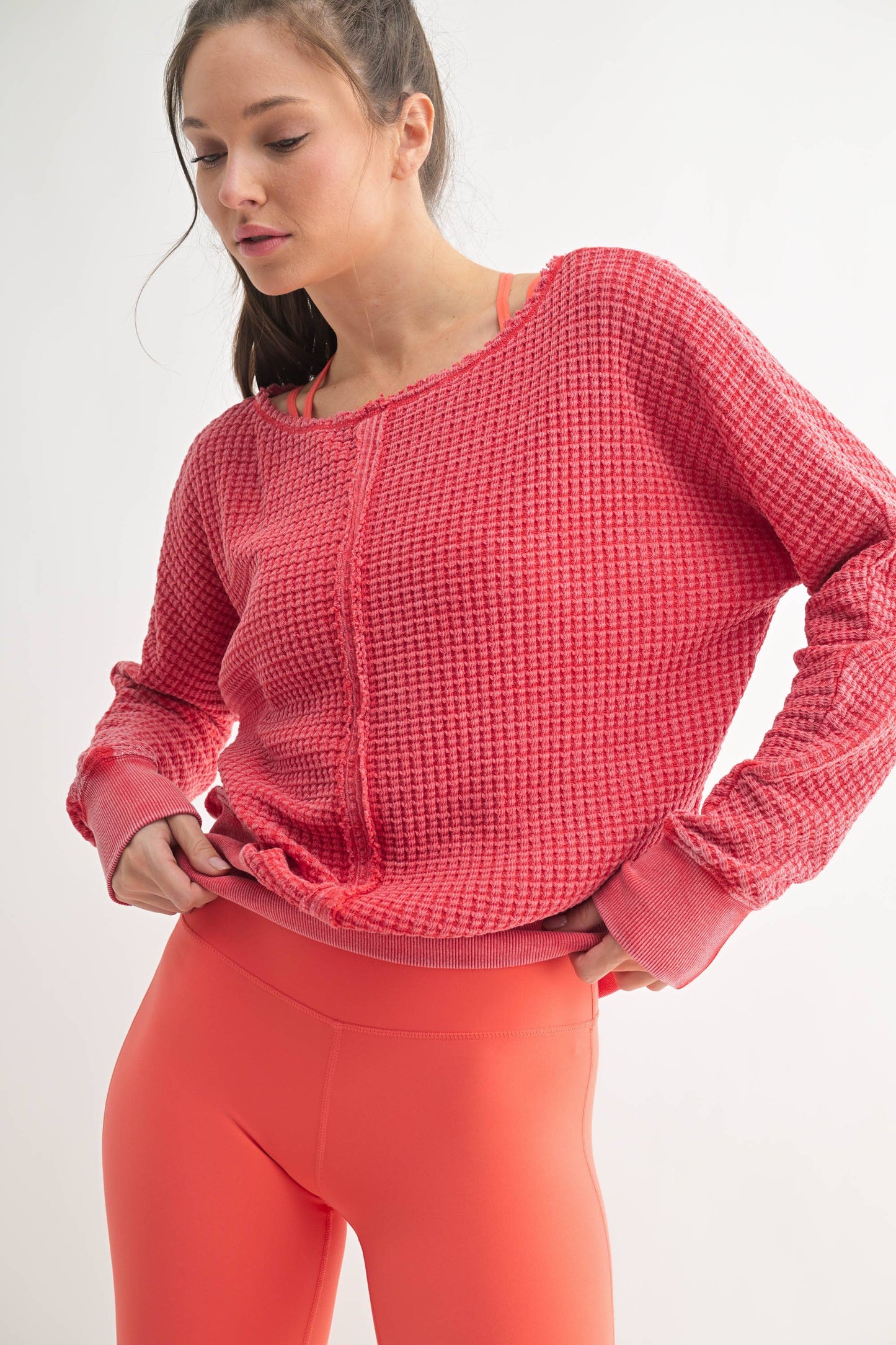 Chunky Waffle Boat Neck Sweater