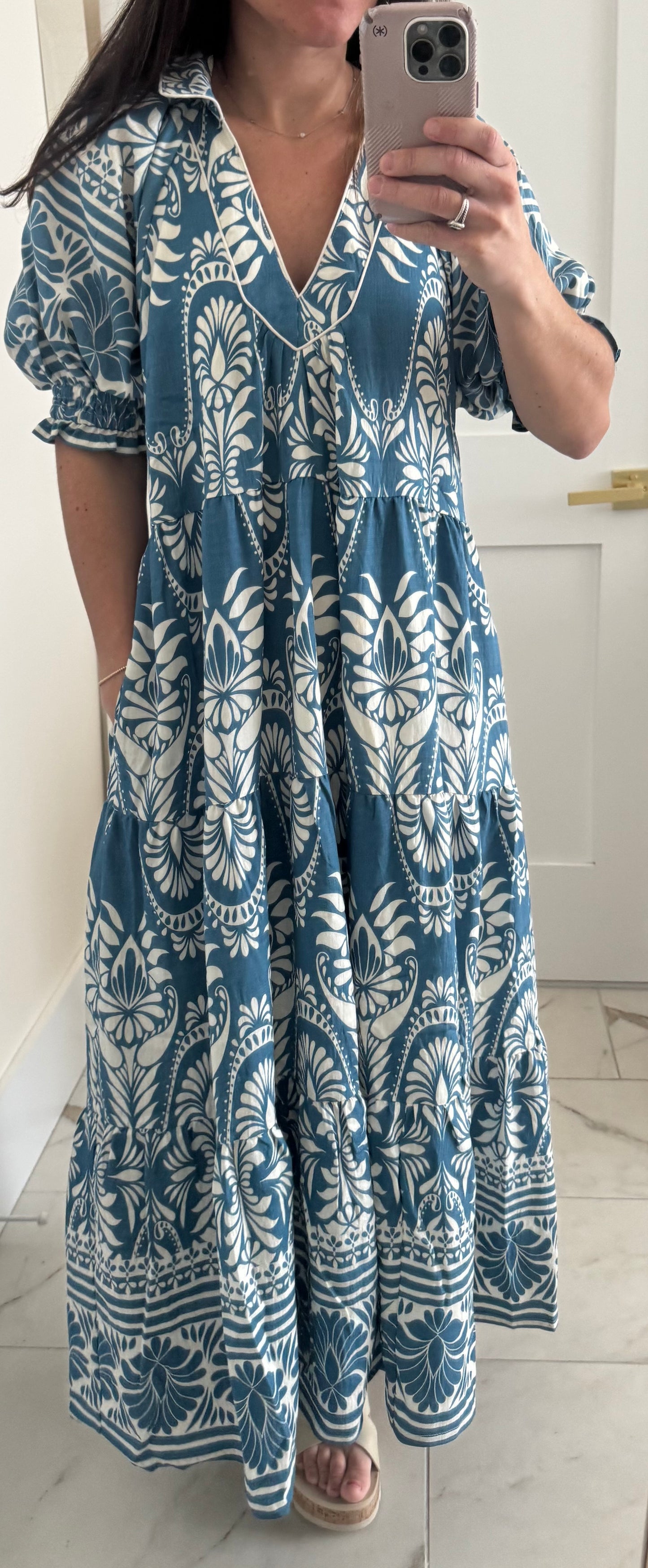 Tiered Midi Dress- Two Tone
