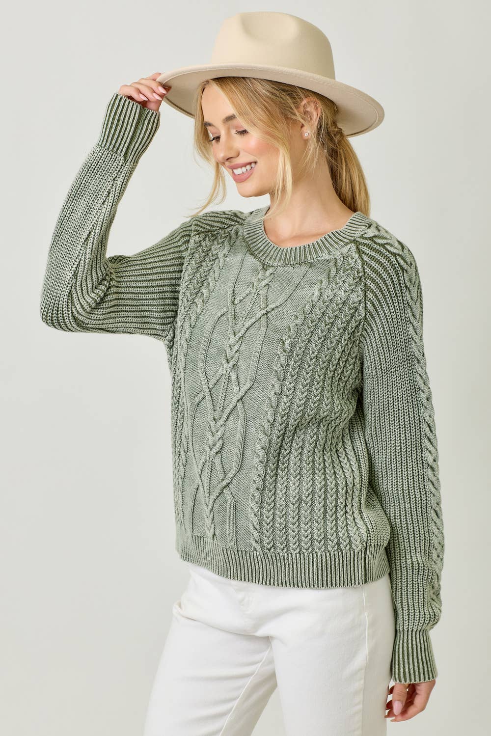 Washed Cable Sweater