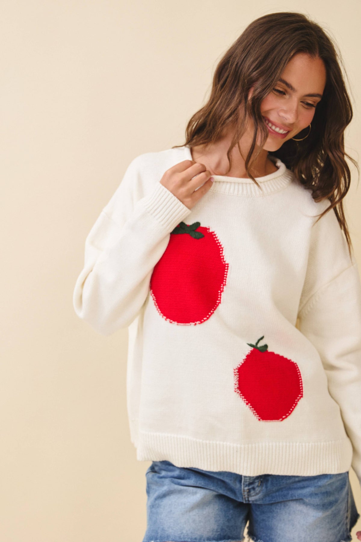 Oversized Graphic Knit Sweater