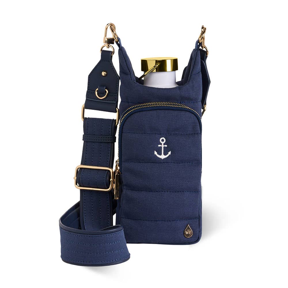 Navy Canvas HydroBag with Anchor Embroidery