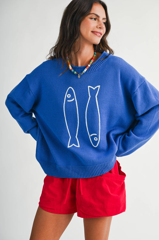 Oversized Graphic Knit Sweater
