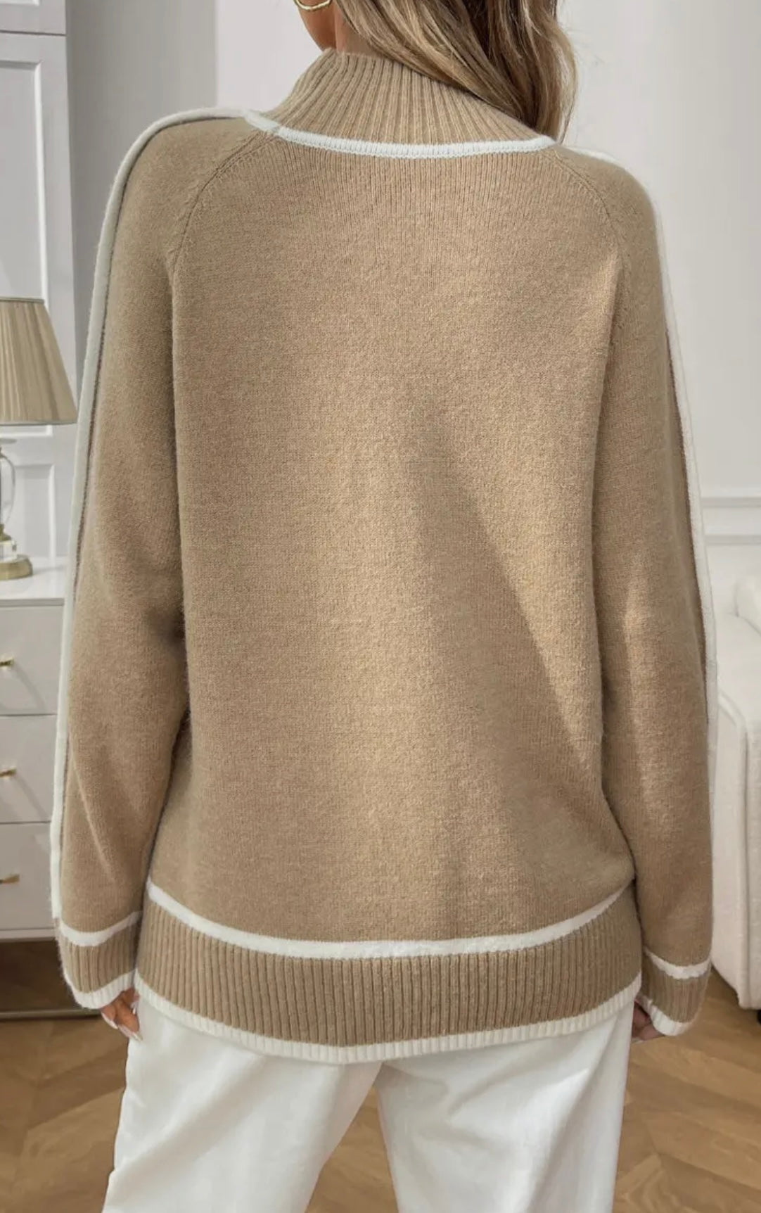 Colorblock Mock Neck Pullover