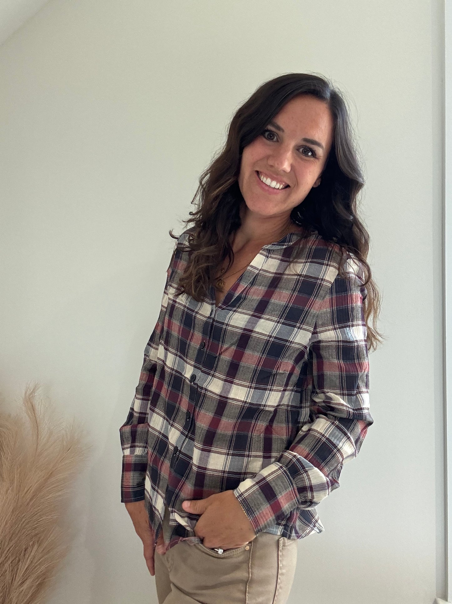 Bubble Plaid Button Up Shirt