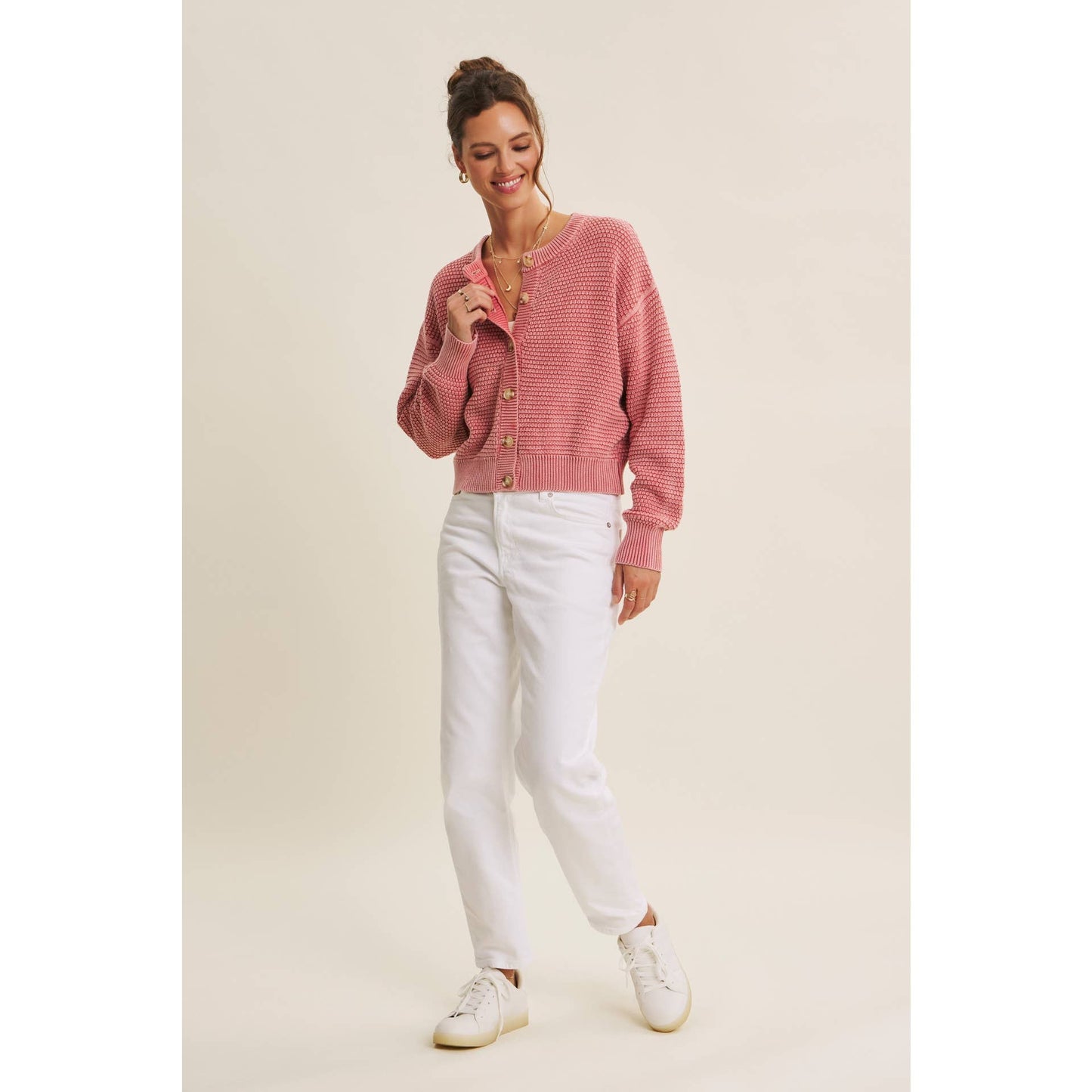 PERFECT FOR ANY SEASON MINERAL-WASHED CABLE KNIT CARDIGAN