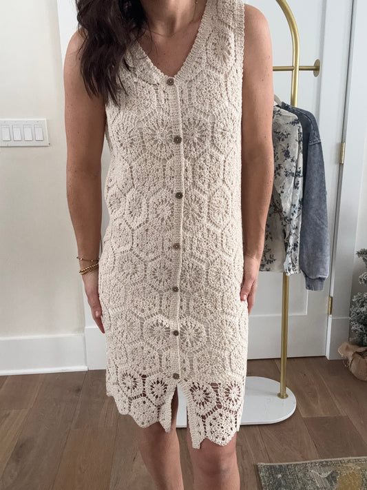 Crochet Sleeveless Midi Dress