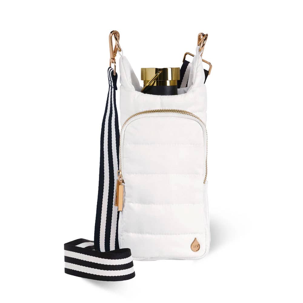 White Ripstop HydroBag with Black and White Striped Strap