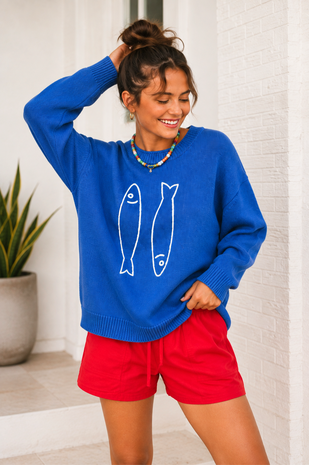 Oversized Graphic Knit Sweater