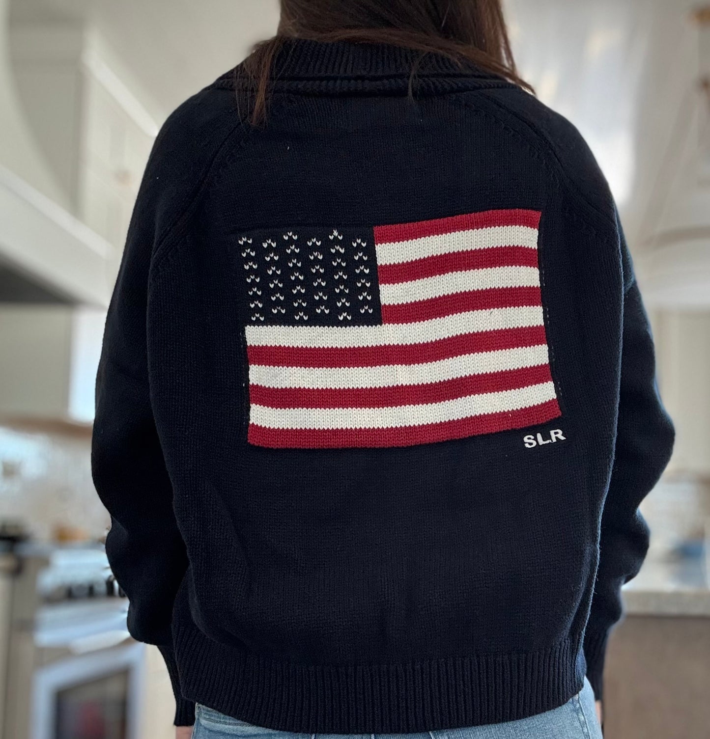 Shawl Cardigan-Flag on the back with SLR