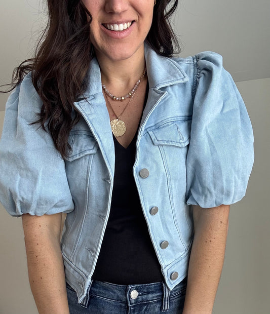 Puffed Sleeve Cropped Jacket