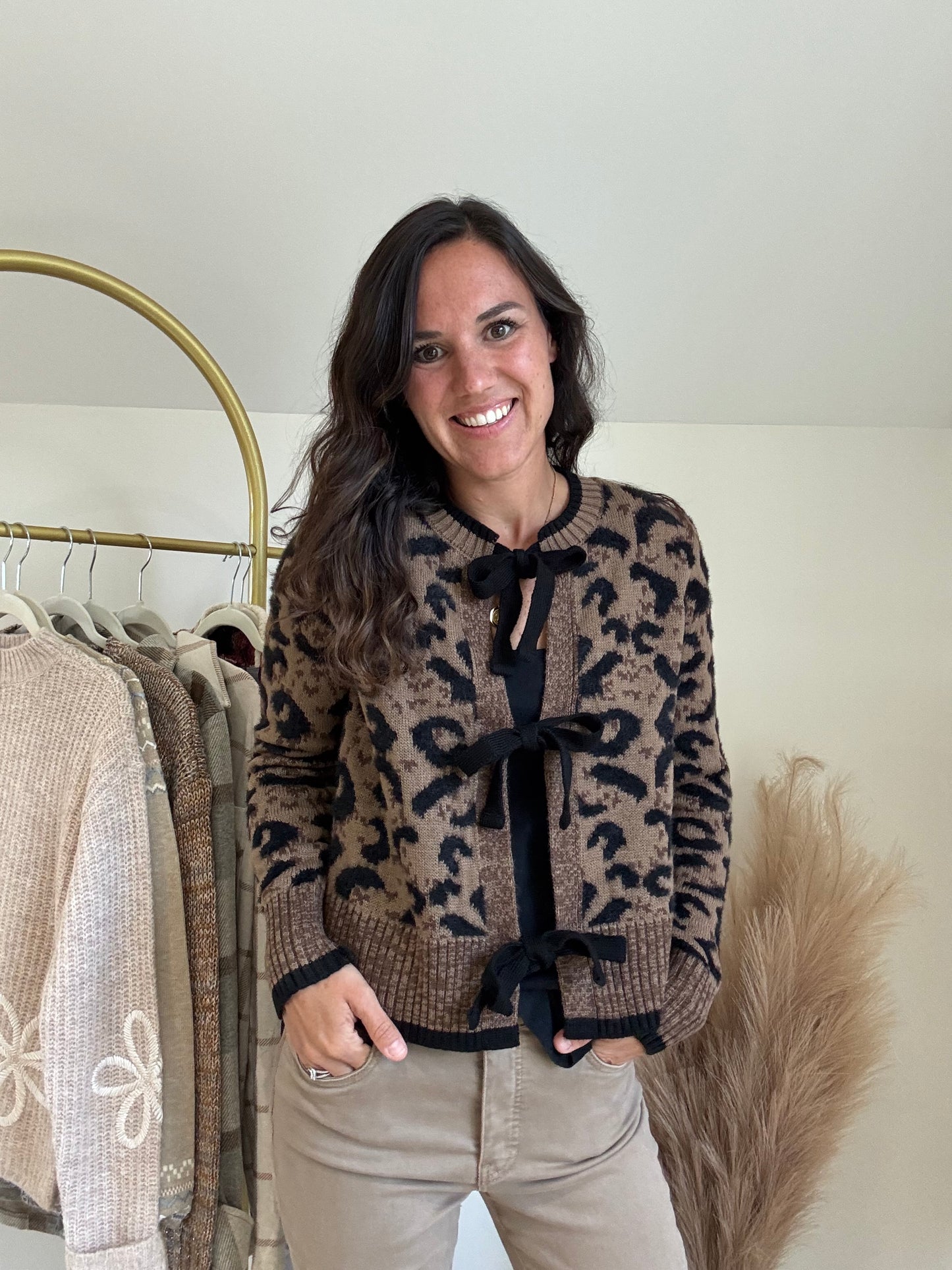 Bow Tie Jacquard Cardigan