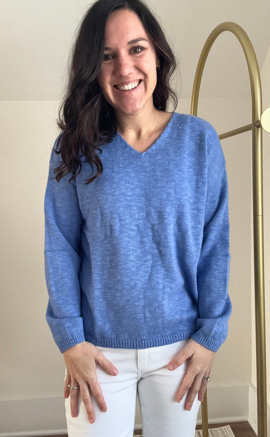 Crop Neck Slub-Ocean