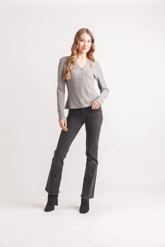 Henley Top- Charcoal