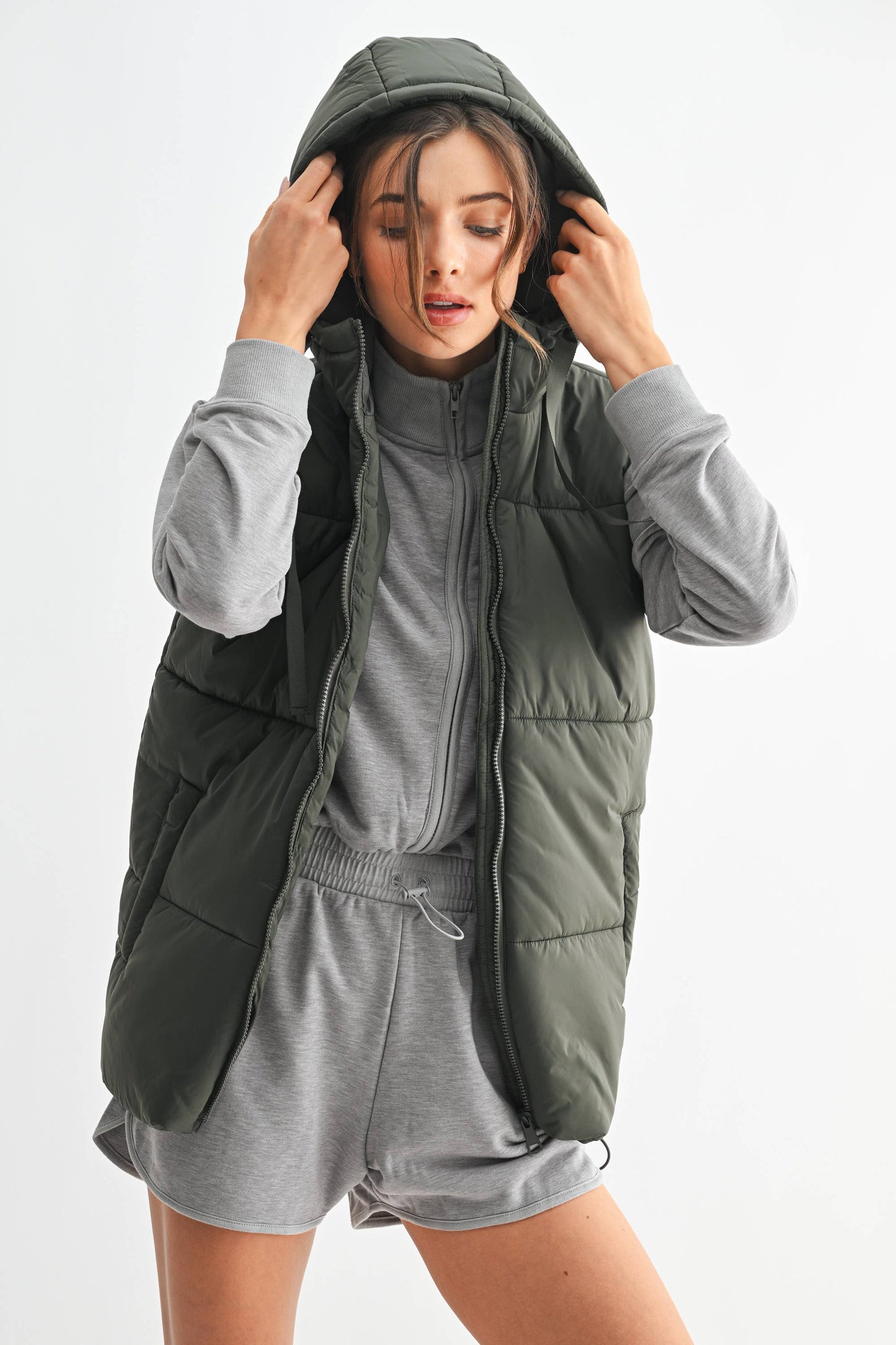 Longline High Neck Padded Vest