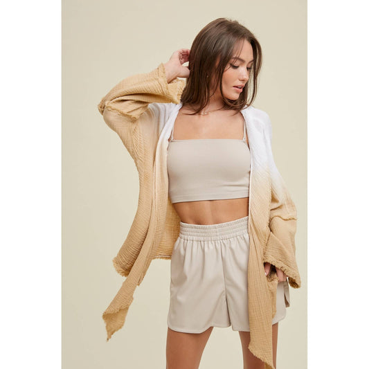 OMBRE COTTON GAUZE SELF TIE CARDIGAN / WL23-8301