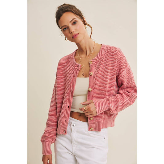 PERFECT FOR ANY SEASON MINERAL-WASHED CABLE KNIT CARDIGAN