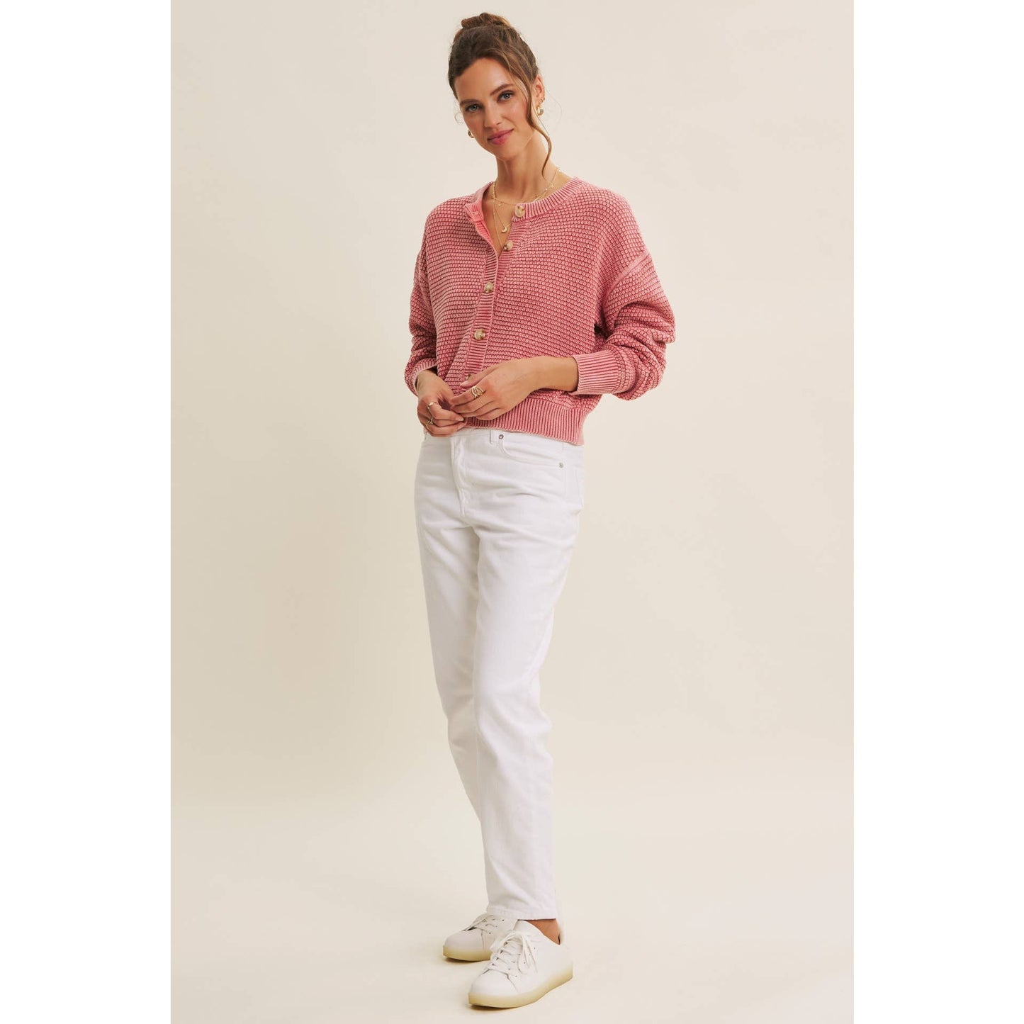 PERFECT FOR ANY SEASON MINERAL-WASHED CABLE KNIT CARDIGAN