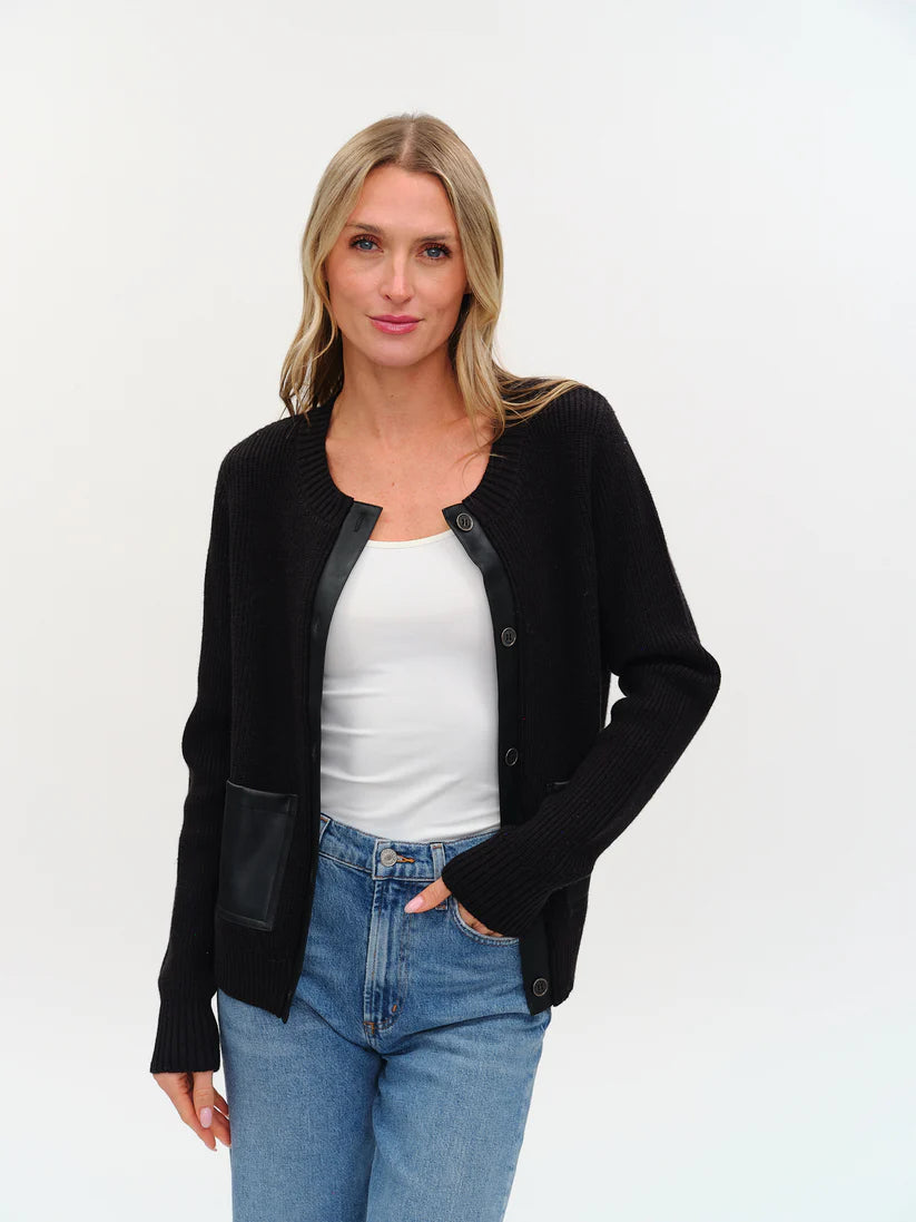 Faux Leather Cardigan